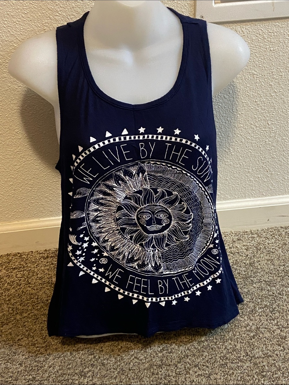 Daily Special Navy Sun & Moon Graphic Tank Top - Size M